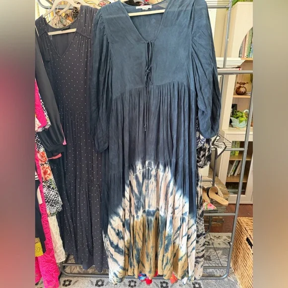 SOLD•••• Young Fabulous & Broke Navy Dress with Tie-Dye Accents - Picture 1 of 5